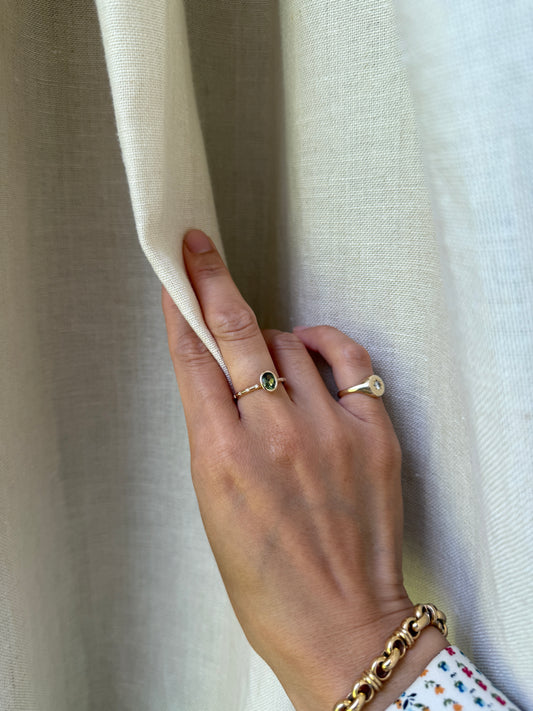 14K Green Sapphire Oval Ring