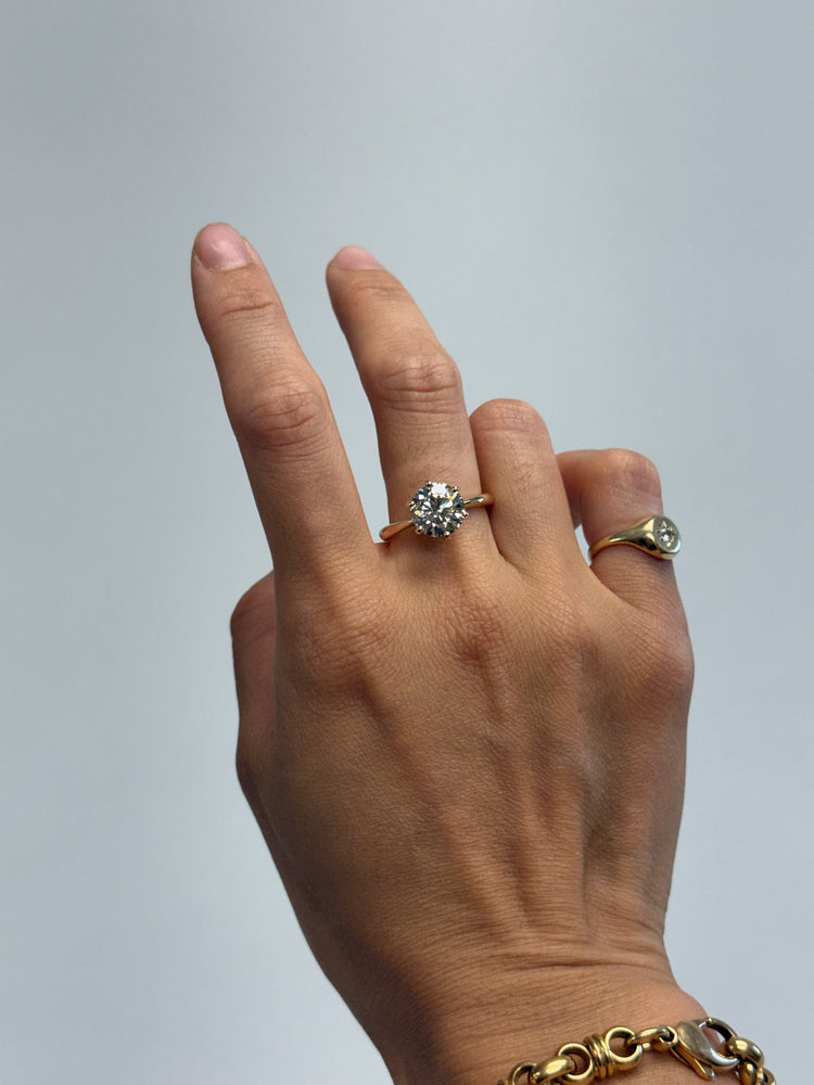 18K Yellow Gold 3 Carat Lab Diamond Engagement Ring
