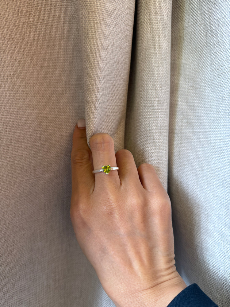 Sterling Silver Peridot Heart Ring