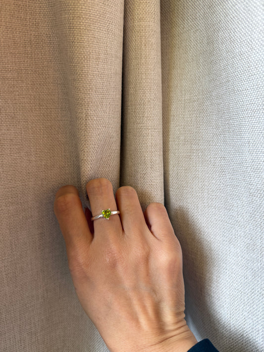 Sterling Silver Peridot Heart Ring
