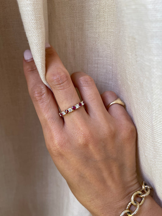 18k Diamond Ruby Anniversary Band