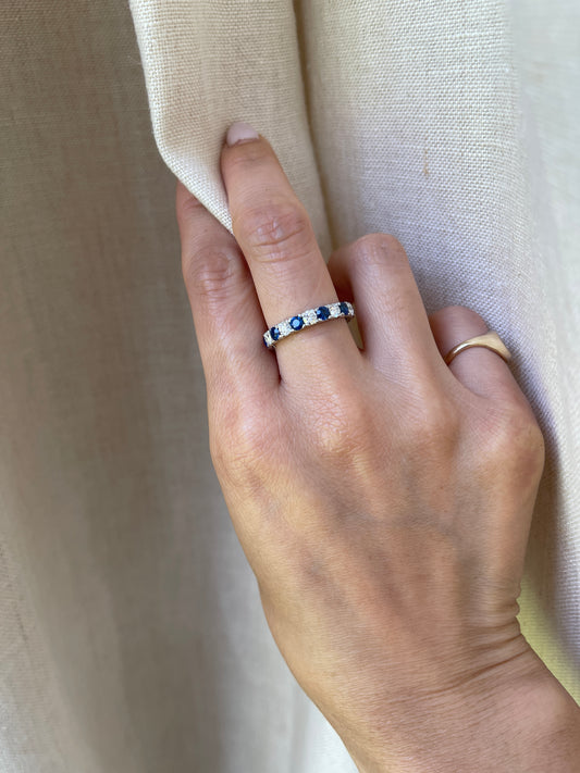 3mm Sapphire Diamond Platinum Band