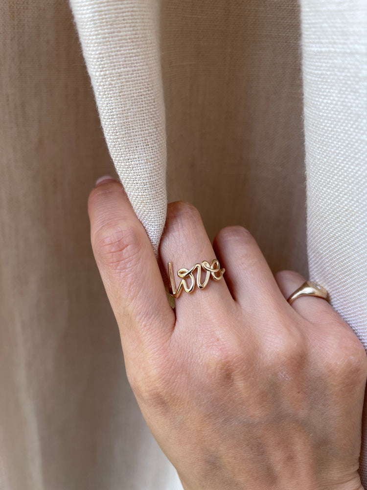 Gold Spellout Love Ring