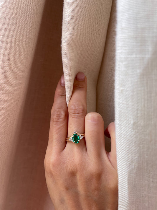 Emerald Diamond Stacking Ring Set