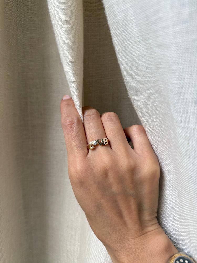 14K Chunky Birthstone Love Ring