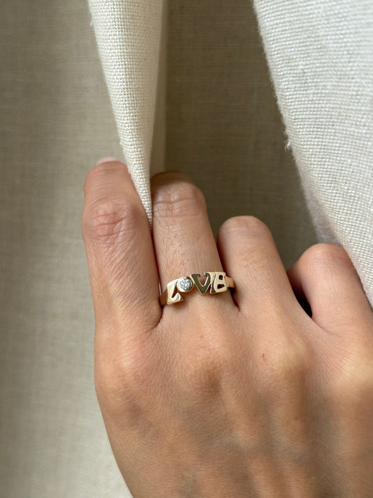 14K Chunky Birthstone Love Ring