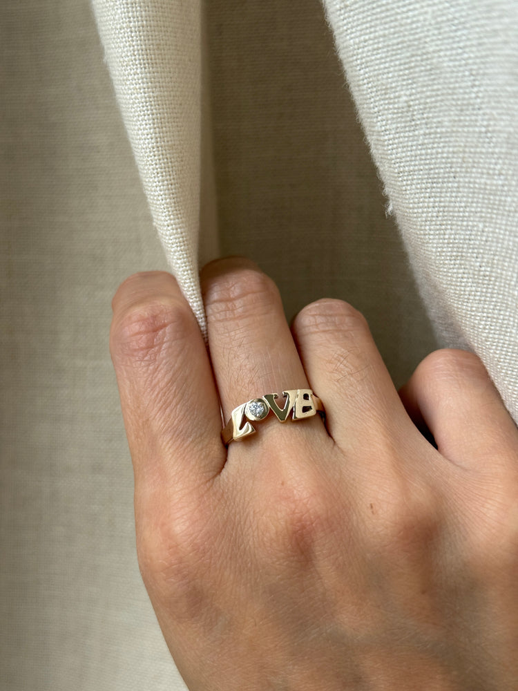 14K Chunky Birthstone Love Ring