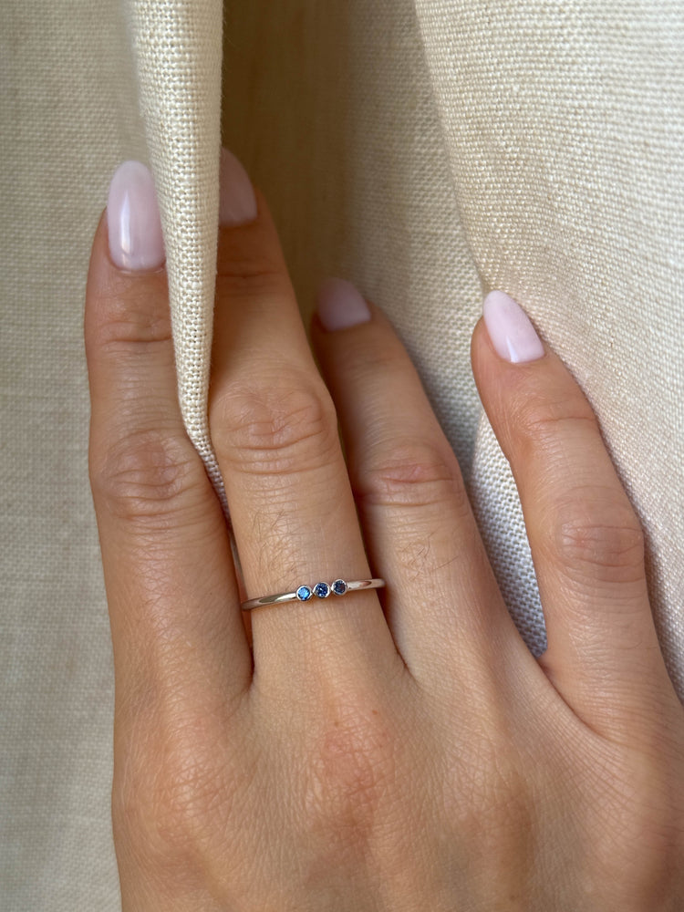 14k Trio Sapphire Ring