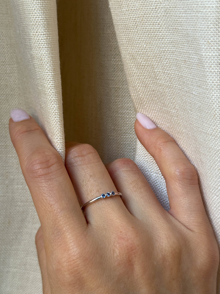14k Trio Sapphire Ring