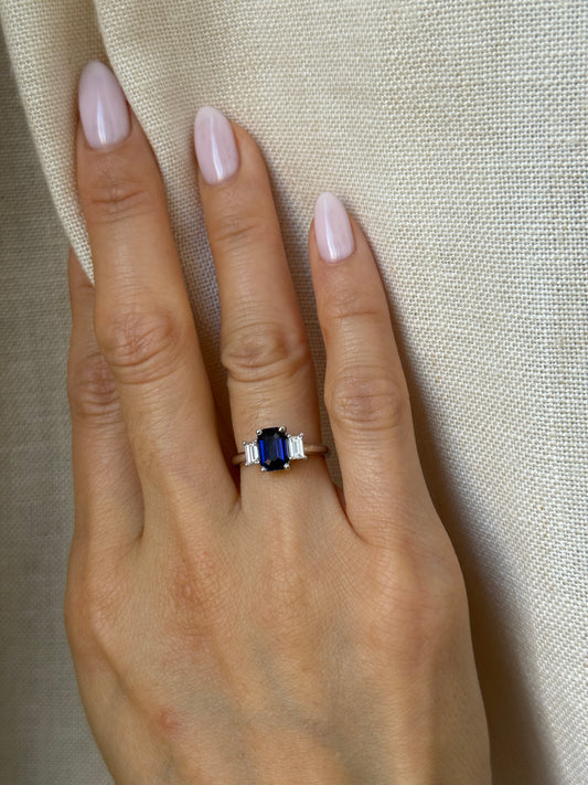 Platinum 1.25CT Blue Sapphire Ring