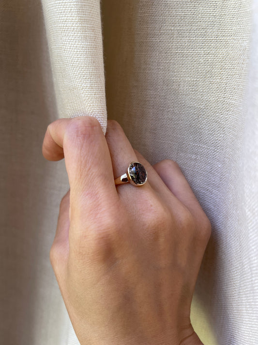 14K Tourmaline Quartz Ring