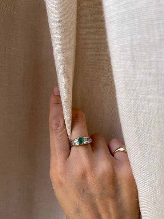 Emerald Diamond Platinum Ring
