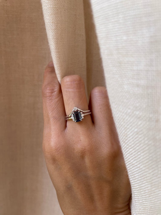 1 Carat Blue Sapphire Ring Set