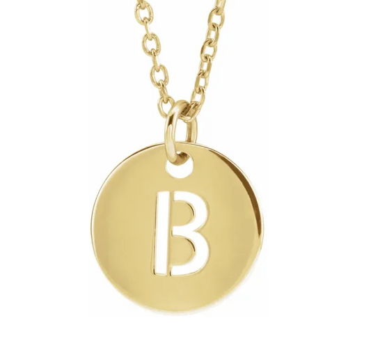 14K Initial Disc Necklace