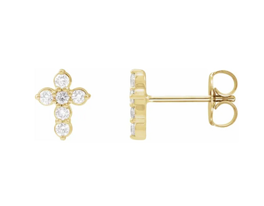 14K Diamond Cross Studs