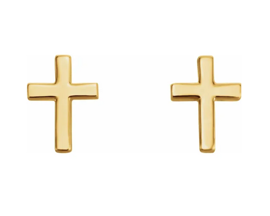 14K Gold Cross Studs