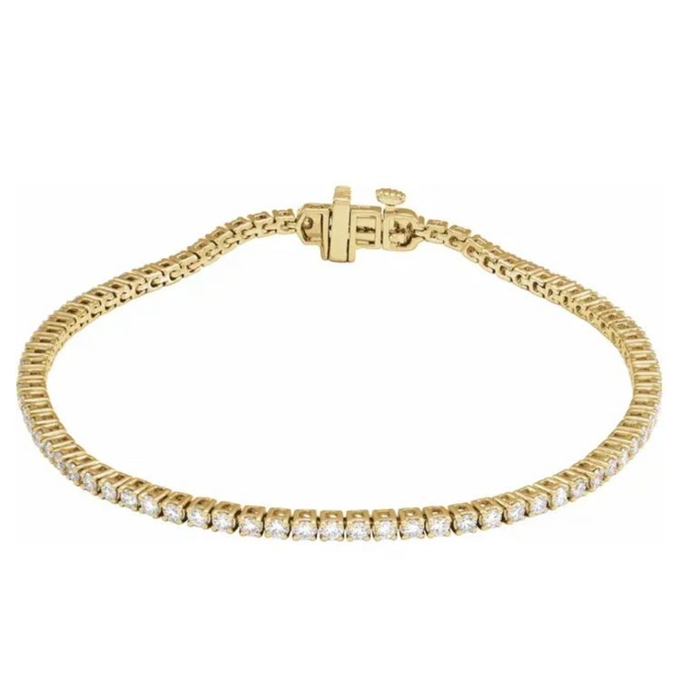 14K Yellow Gold 2 CTW Lab-Grown Diamond Line 7" Bracelet