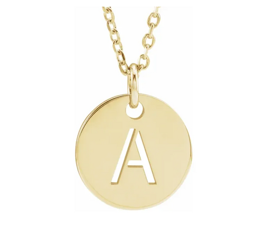 14K Initial Disc Necklace