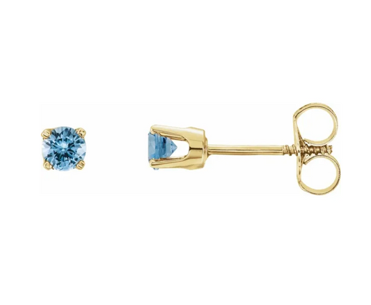 14K Aquamarine Youth Stud Earrings
