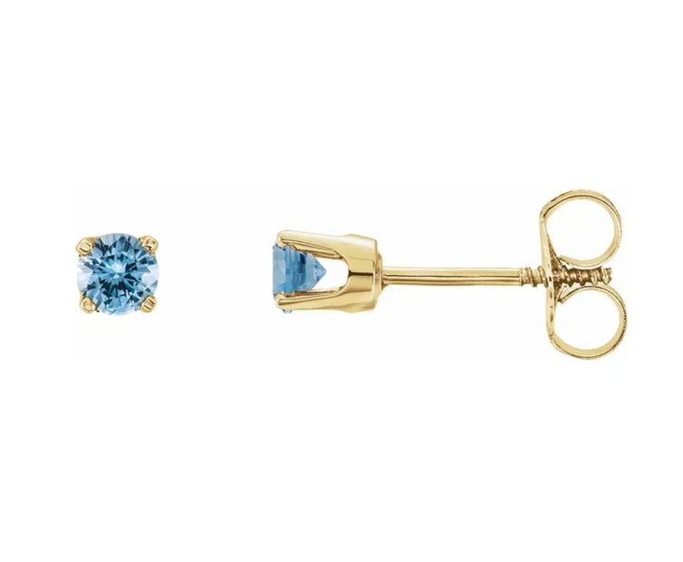 14K Aquamarine Youth Stud Earrings