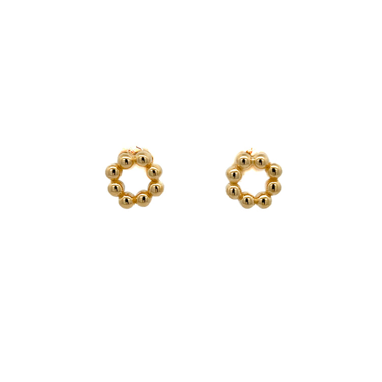 14K Yellow Gold Round Bead Stud Earrings
