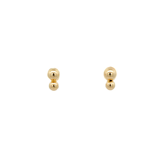 14K Yellow Gold Double Ball Stud Earrings