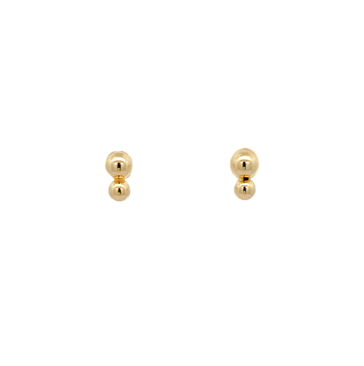 14K Yellow Gold Double Ball Stud Earrings