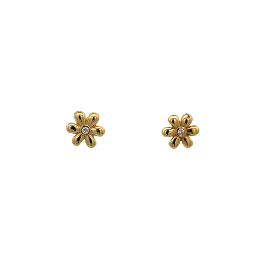 14K Gold Diamond Daisy Stud Earrings: Floral Jewelry