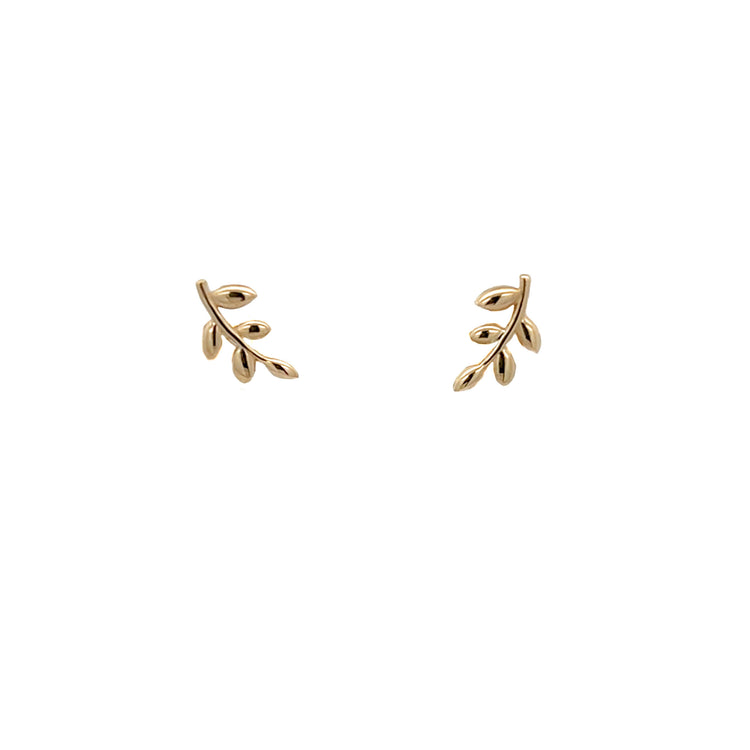 14K Yellow Gold Leaf Earrings