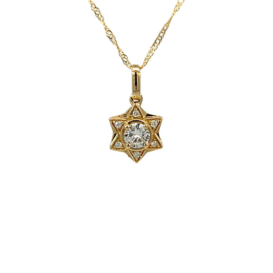 14k Solid Gold Diamond Star Necklace
