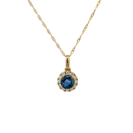 14k Solid Gold Sapphire Necklace
