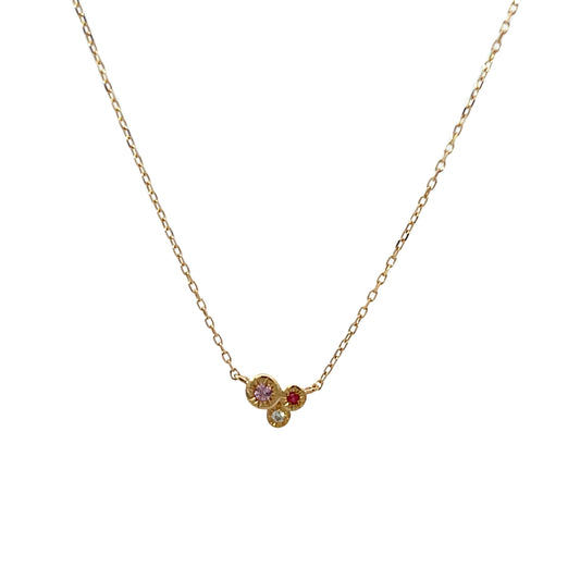 14k Solid Gold Ruby, Pink Sapphire, Diamond Necklace