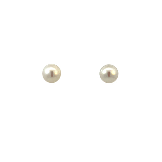 14K Yellow Gold Pearl Stud Earrings