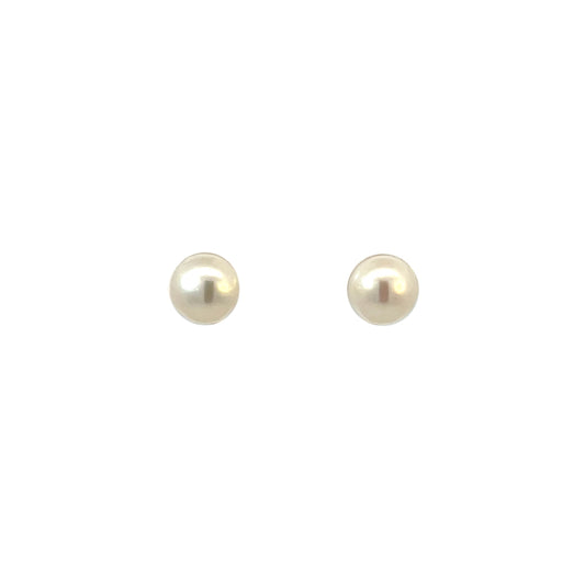 14K Yellow Gold Pearl Stud Earrings