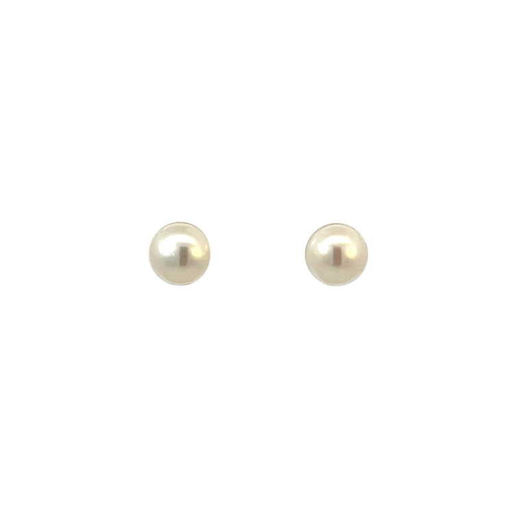 14K Yellow Gold Pearl Stud Earrings