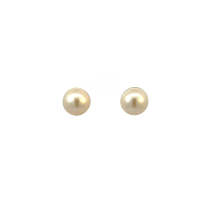 14K Yellow Gold Pearl Stud Earrings