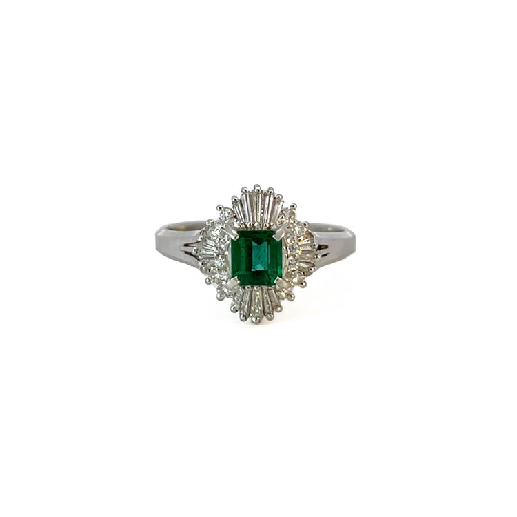 Platinum Emerald Estate Ring