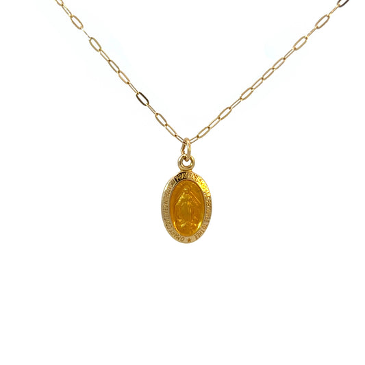 14K Gold Estate Oval Mary Pendant