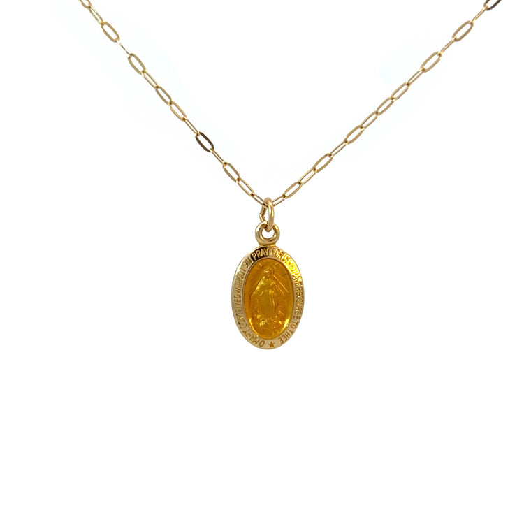 14K Gold Estate Oval Mary Pendant
