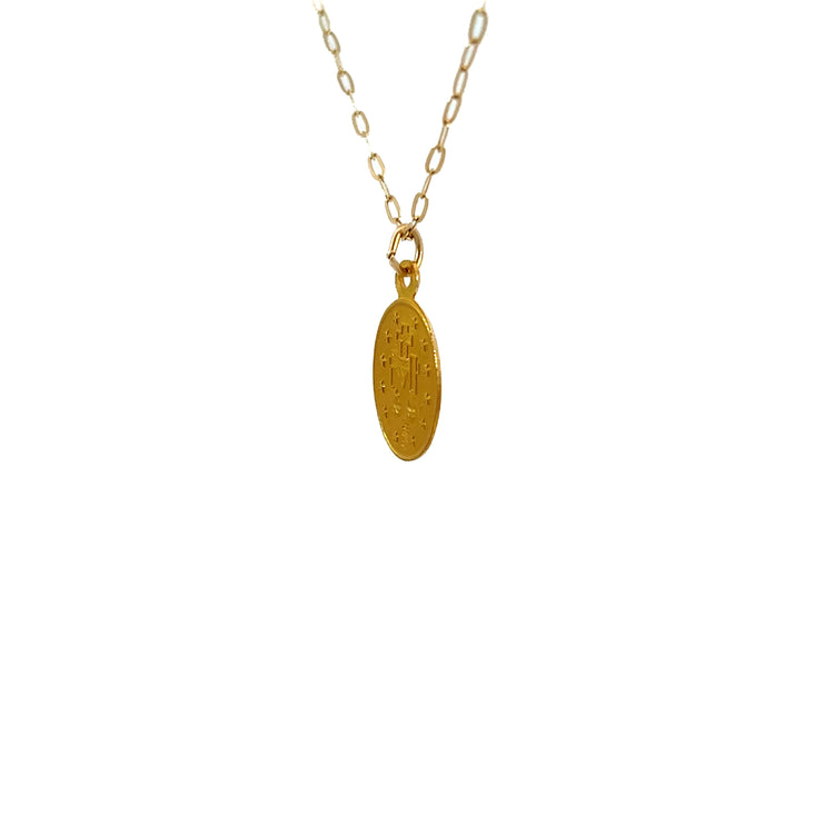 14K Gold Estate Oval Mary Pendant