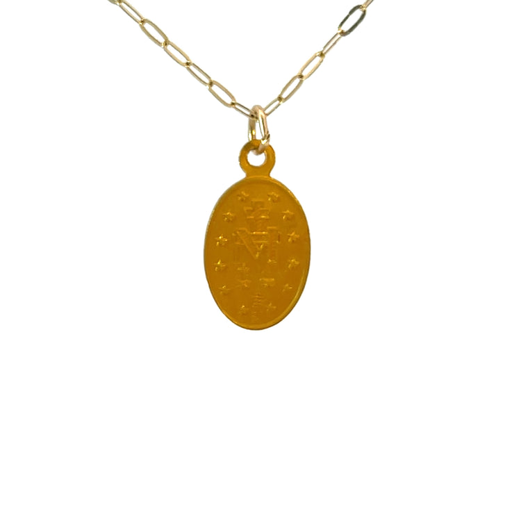 14K Gold Estate Oval Mary Pendant