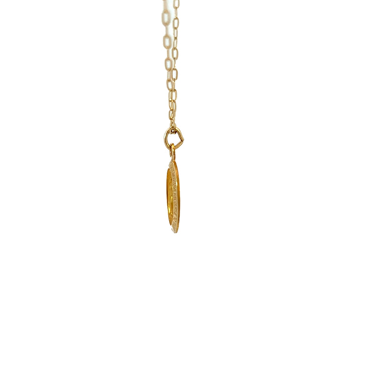 14K Gold Estate Oval Mary Pendant