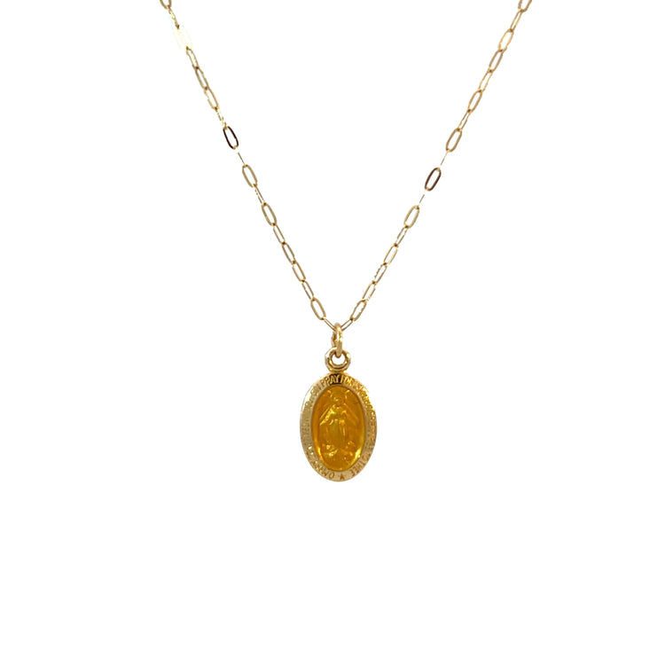 14K Gold Estate Oval Mary Pendant