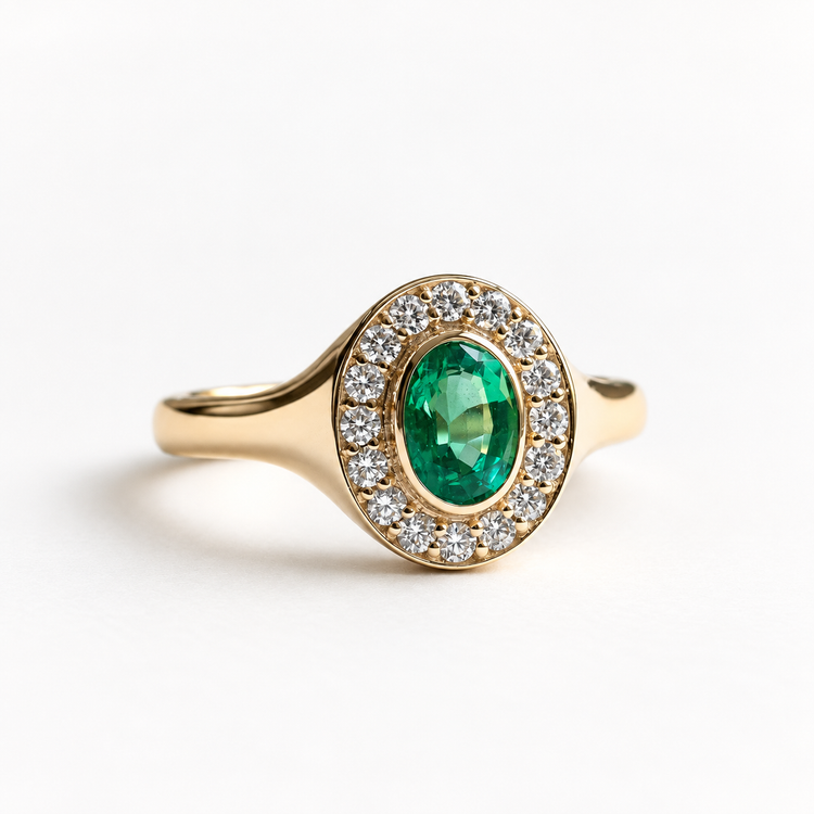 0.825 carat Emerald Signet Ring