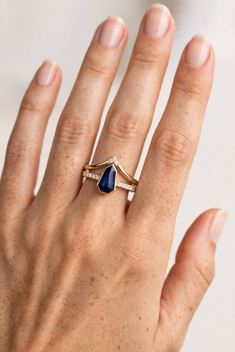 14K 0.86 Carat Sapphire Diamond Ring Stack