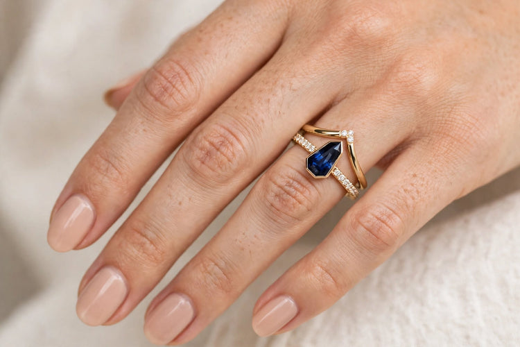 14K 0.86 Carat Sapphire Diamond Ring Stack