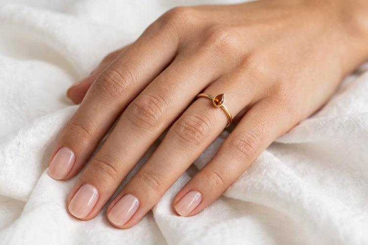 14K Citrine Pear Ring