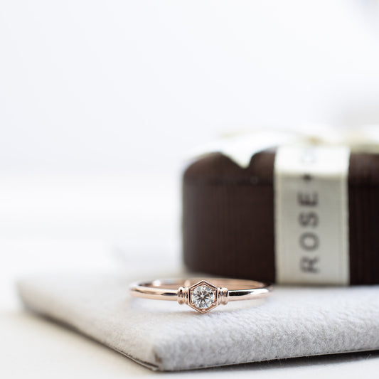 14K Rose Gold Honeycomb Diamond Ring