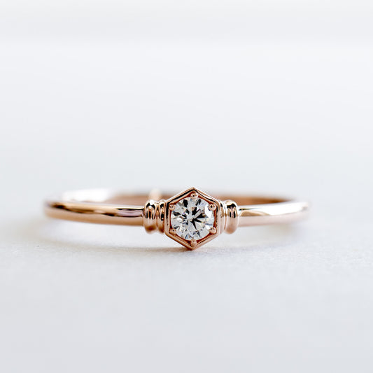 14K Rose Gold Honeycomb Diamond Ring