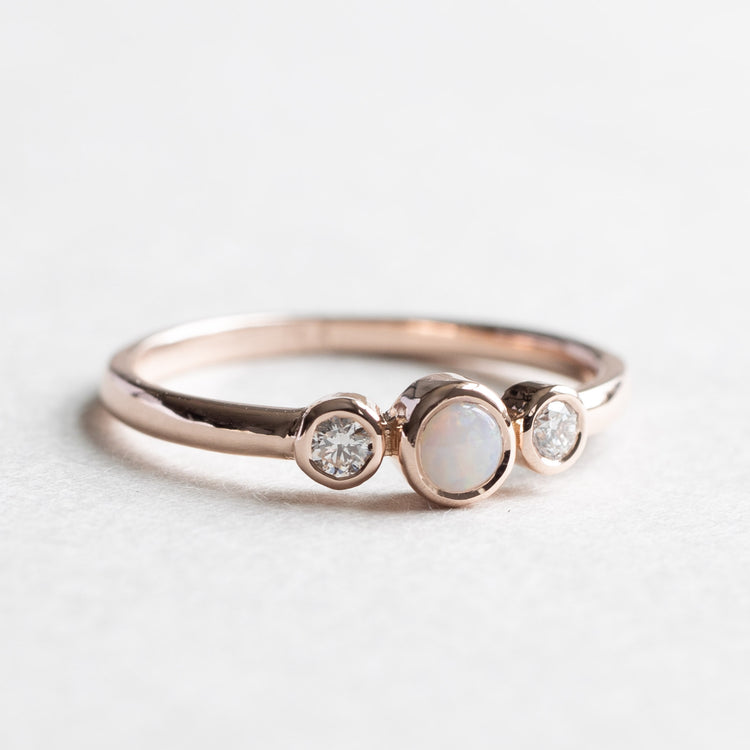 Opal Diamond Trio Ring